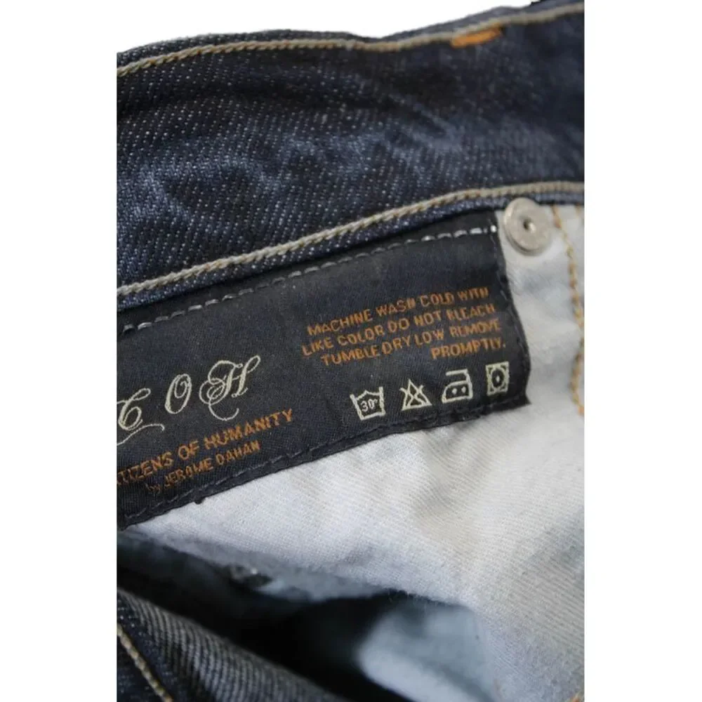 C of H Los Angeles Womens Cuffed Ava Low Rise Straight Leg Jeans Blue Size 25